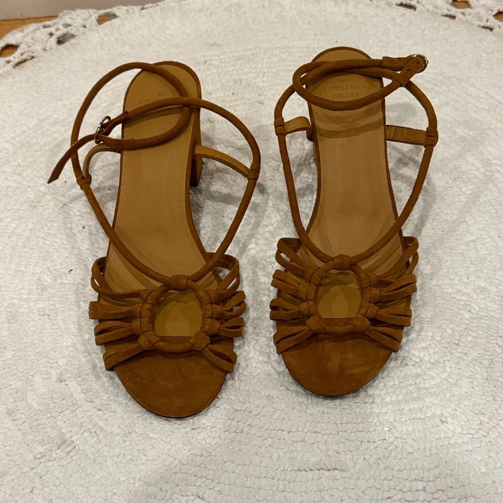 Sézane Souliers Gloria Suede Heeled Sandals – Camel NWOT - Picture 2 of 8